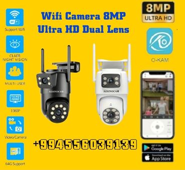 ip kamera satisi: Wifi Kameralar 8MP Ultra HD İki Linzalı WiFi Təhlükəsizlik Kamerası -