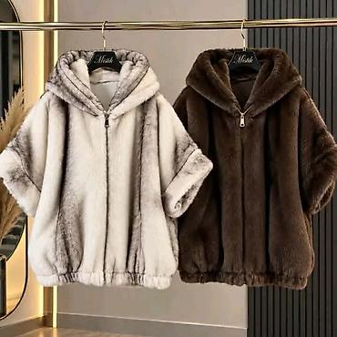 Ponchos: Ženska kratka bunda/pončo sa kapuljačom - Model: kratka oversized — 3