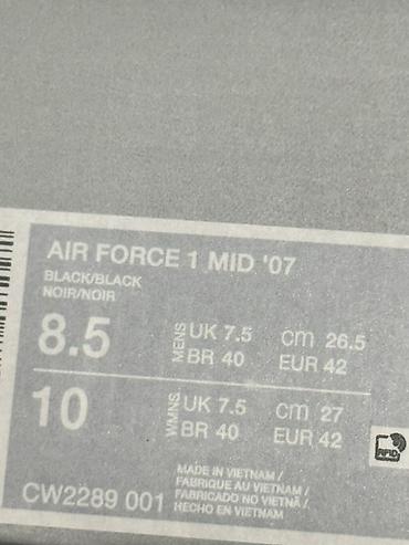 women: Nike Air Force 1 Mid ’07 Новые Размеры по ярлыку: - Men’s US 8.5 / UK — 2
