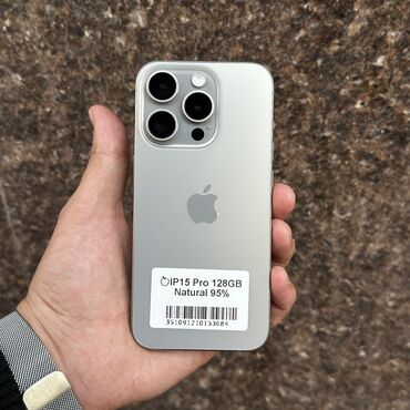 рабочий бу ноутбук: IPhone 15 Pro, Колдонулган, 128 ГБ, Natural Titanium, 95 %