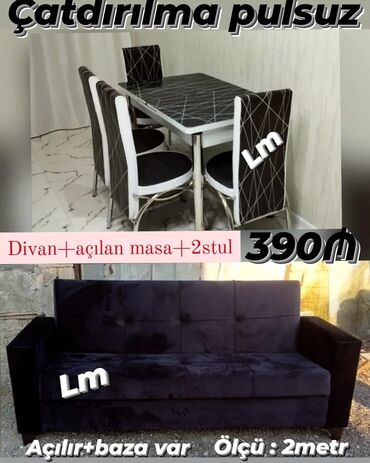 Divan və masa dəstləri: Yeni, Mətbəx üçün, Açılan, Azərbaycan