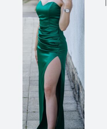 ljubicasta haljina i cipele: M (EU 38), bоја - Zelena, Večernji, maturski, Top (bez rukava)