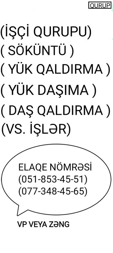aqlay daşlarının qiyməti: Müxtəlif növ işlər üçün fəhlə xidmətləri təklif olunur. Bu xidmətlərə