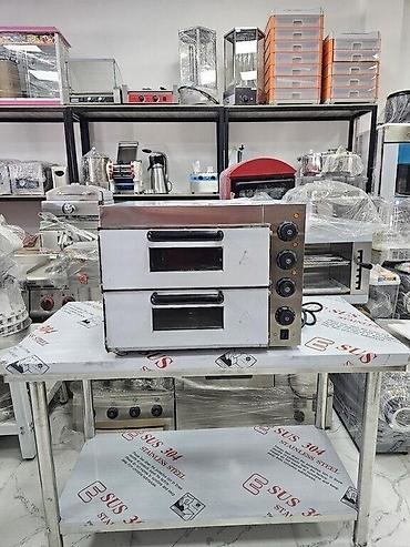 Pizza sobası 2 mərtəbəli pizza və lahmacun üçün daş ilə olan fırın İç