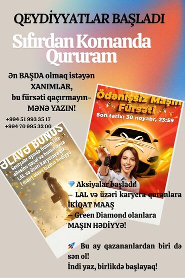 Anbar: Satış məsləhətçisi tələb olunur, Yalnız qadınlar üçün, İstənilən yaş, Təcrübəsiz, Aylıq ödəniş