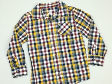 krotka koszula: Koszula 5-6 lat, stan - Bardzo dobry, wzór - Kratka, kolor - Żółty