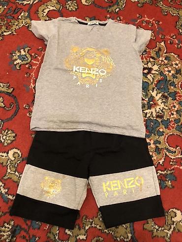 Şortlar: Uşaq geyim dəsti – Kenzo Paris motivli - 2 hissə: qısaqol boz köynək — 1
