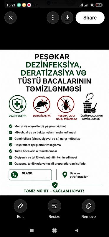 Təmizlik xidmətləri: Dezinfeksiya, dezinseksiya | Viruslar, mikroblar | Mənzillər — 1