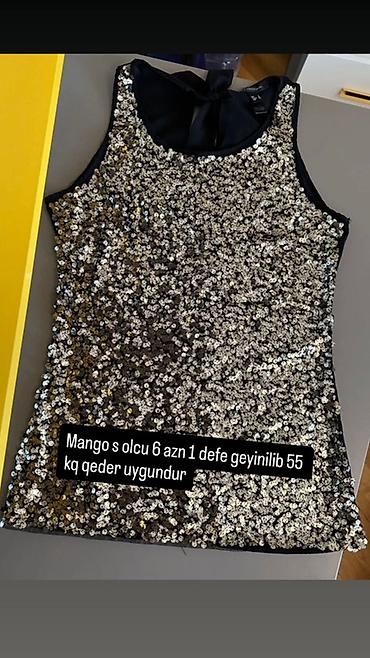 Mango brendi parıltılı bluz/top - Ölçü: S - Rəng: qara əsas üzərində