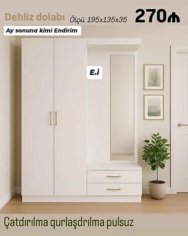dehliz dolabi: Yeni, 2 qapılı, Güzgülü, Ağ, Açılan, Düz dolab — 1