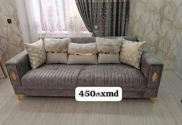 Divanlar: Boz rəngli elegant divan - Rəng: tünd-boz, qızılı detallarla - — 1