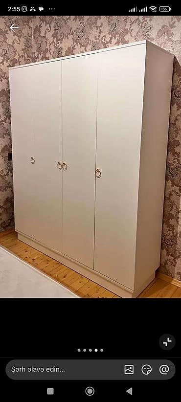 Dolablar: Yeni, 4 qapılı, Güzgülü, Ağ, Açılan, Düz dolab — 2