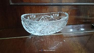 cərəz xoncası: Kəsilmiş naxışlı xrustal oval qab - Material: qalın, şəffaf kəsimli — 1