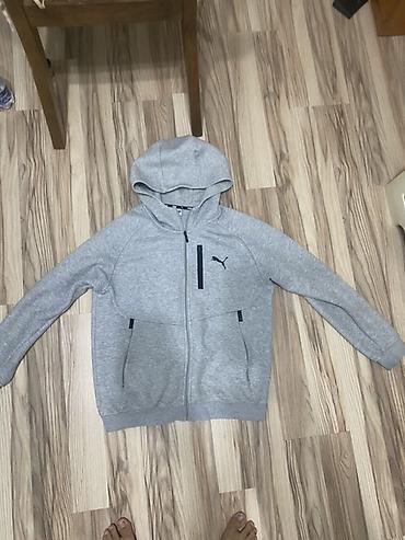 Толстовки: Серая худи PUMA на молнии с капюшоном - Цвет: светло‑серый меланж - — 2
