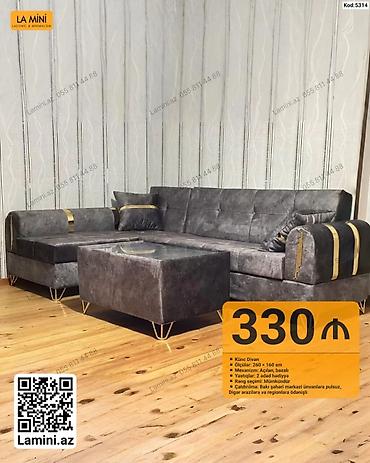 Диваны: Künc divan – Kod: 5314 - Ölçülər: 260 × 160 sm - Mexanizm: açılan — 1