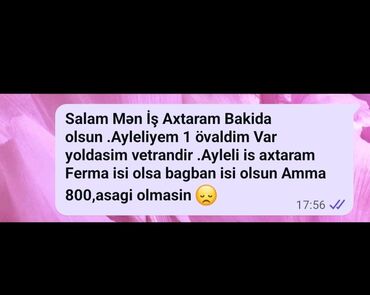 Anbar: Bakı şəhərində iş axtarıram vs basqa yerde olar . Ailəliyəm, 1 övladım