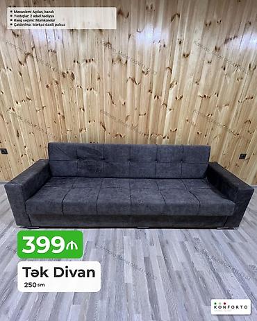 Divanlar: Tək Divan – 250 sm - Açılan, bazalı mexanizm: Geniş yataq sahəsinə — 1