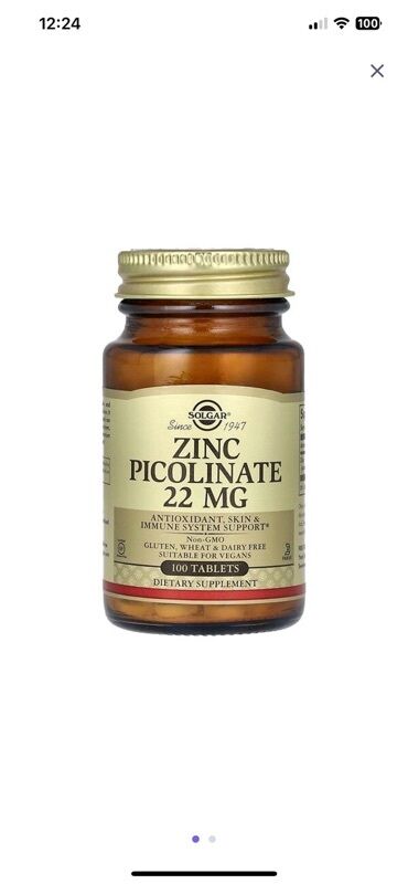 Vitaminlər və BAƏ: Solgar Zinc Picolinate 22 MG - Sink pikolinat tərkibli qida əlavəsi