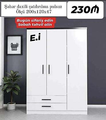 lovhe: Ağ rəngli üçqapılı paltar dolabı - Ölçü: 200 x 120 x 47 sm - Rəng — 1
