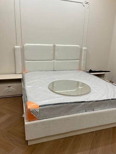 амино: Спальный гарнитур, Новый, Двуспальная кровать, Трюмо, Тумба, В рассрочку, МДФ, Бесплатная доставка, цвет - Бежевый — 4