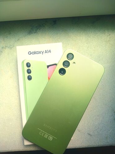 işlənmiş telefon ucuz: Samsung Galaxy A14, 64 GB, rəng - Yaşıl, Sensor, Barmaq izi, İki sim kartlı
