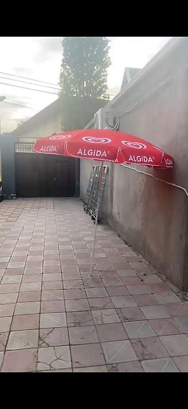 yağ ceken: Algida brendli böyük terras çətiri - Rəng: qırmızı, ağ Algida — 2