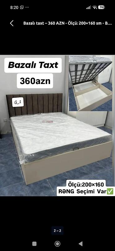 Bazalı taxt – 200×160 sm - Ölçü: 200×160 sm - Bazalı model: yuxarıdan