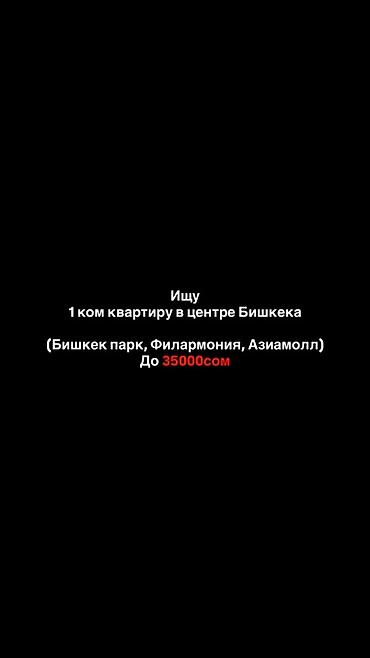 Сниму квартиру: Ищу 1‑комнатную квартиру в центре Бишкека. Молодой семейной паре — 1