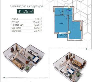 квартира черемушки снять: 1 бөлмө, 42 кв. м, Элитка, 11 кабат, ПСО (өзү оңдоп түзөтүп бүтүү үчүн)