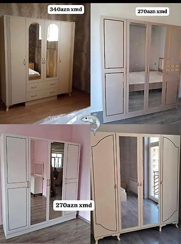islenmis skaf: Yeni, 4 qapılı, Güzgülü, Bej, Açılan, Düz dolab — 1