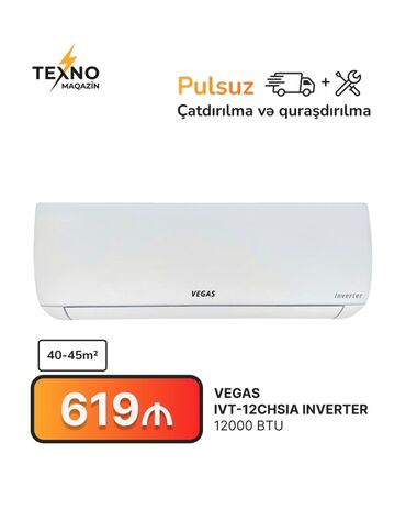 Kondisionerlər: Kondisioner 40-45 kv. m, Split sistem, Kredit yoxdur, Pulsuz quraşdırılma