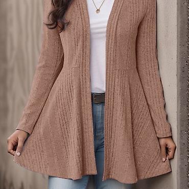 Džemperi, kardigani: Ženski dugi kardigan bez kopčanja - Kroj: A-linija sa suptilnim — 1