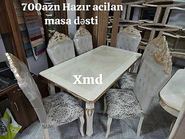 evcil mobilya: Qonaq otağı üçün, Yeni, Açılmayan, Dördbucaq masa, 6 stul — 2