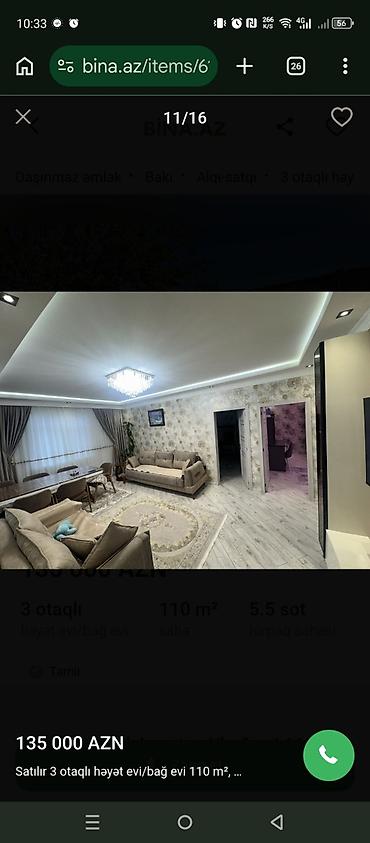 60 mine evler: Satılır: 3 otaqlı həyət evi/bağ evi Ümumi sahə: 110 m² Torpaq sahəsi — 8