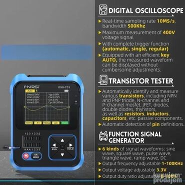 Elektro materijal: FNIRSI DSO-TC3 Osciloskop + Generator Signala + ESR Tester (Novo u — 4