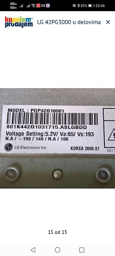 Televizori: LG 42PG3000 – delovi za plazma TV Dostupne ploče i komponente sa — 16