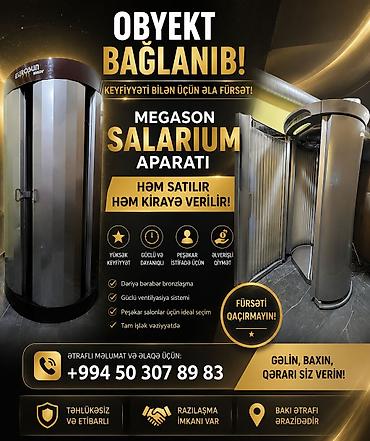 Megason Solarium aparatı – satılır və icarəyə verilir. Xüsusiyyətlər
