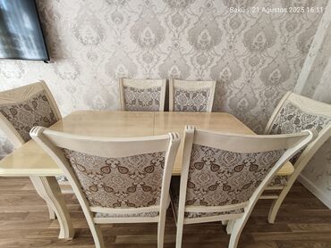 Столы: Для гостиной, Новый, Раскладной, Прямоугольный стол, 6 стульев