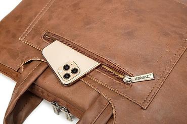 baqaj çantası: Noutbuk çantası Kinmac 360 PU Leather 13 inch-14 inch Coffee — 5
