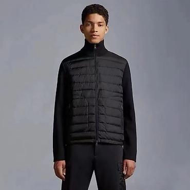 payız geyimləri: Kişi üçün yüngül, quilted önlü zipli jaket/kardiqan hibridi. - — 1