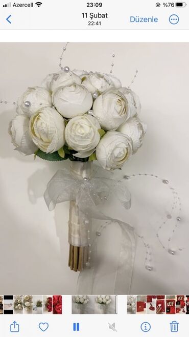 велюровые мужские спортивные костюмы: Ağ rəngli gəlin buketi – klassik və zərif dizayn. - Gül növü: ağ