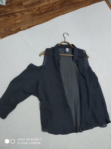 женская шифоновая блуза: L (EU 40), цвет - Серый
