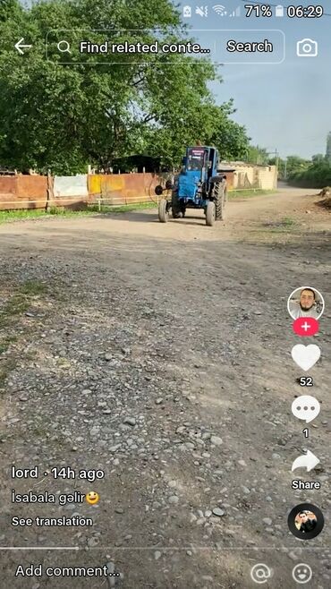 maşın üçün qoşqu: Kənd təsərrüfatı və digər işlər üçün uyğun olan mavi rəngli traktor