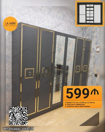 Divanlar: Açılan, 6 qapı Düz dolab, Qarderob, paltar dolabı