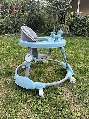 баланы: Детские ходунки «Baby», голубые - Круглая устойчивая база с защитными — 2