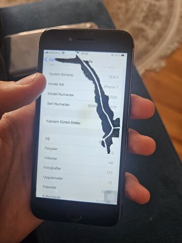 Apple iPhone: IPhone 7, 32 GB, Jet Black, Zəmanət, Kredit, Qırıq