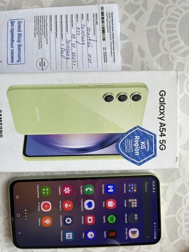 Samsung: Samsung Galaxy A54 5G, Б/у, 128 ГБ, цвет - Зеленый, 2 SIM