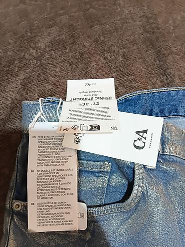aksa: C&A ženske farmerke – Iconic Straight, srebrni metalik premaz l/xl — 5