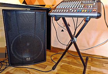 korg pa x5: Peşəkar səhnə səs avadanlığı komplekti - Mixer: Dynacord PowerMate — 8