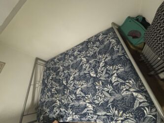 Kreveti: Metalni ram kreveta sa uzglavljem, sa dušekom. - Dimenzije — 1